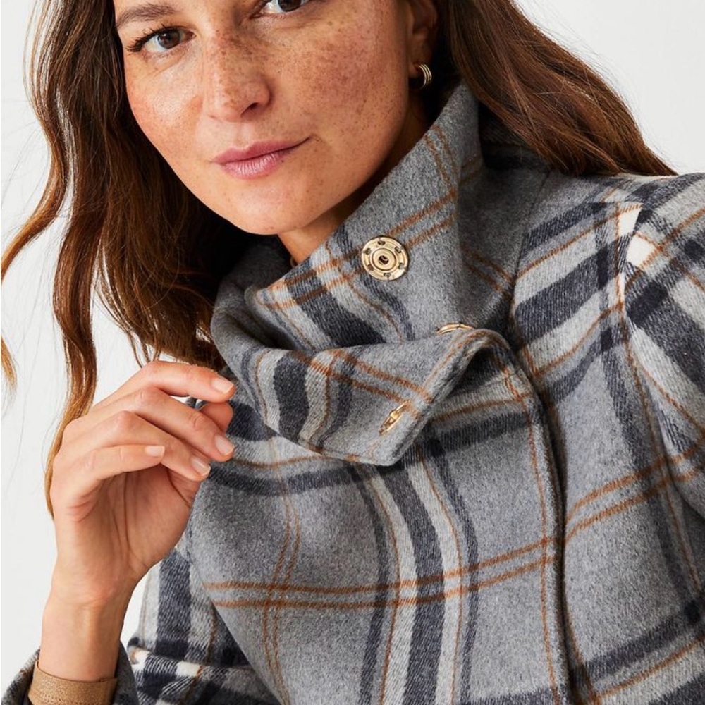 Ann Taylor Gray Plaid Coat